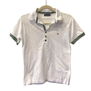 Embraer White Polo Shirt Short Sleeves Button-Up Collar Size G L Cotton